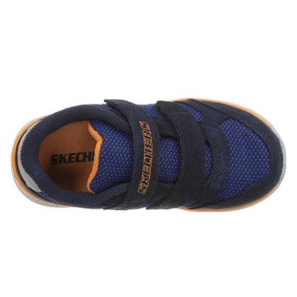 NEW Skechers Baby Kid Retro Shift Navy Suede Adjustable Two Strap Active Sneaker - Picture 2 of 3